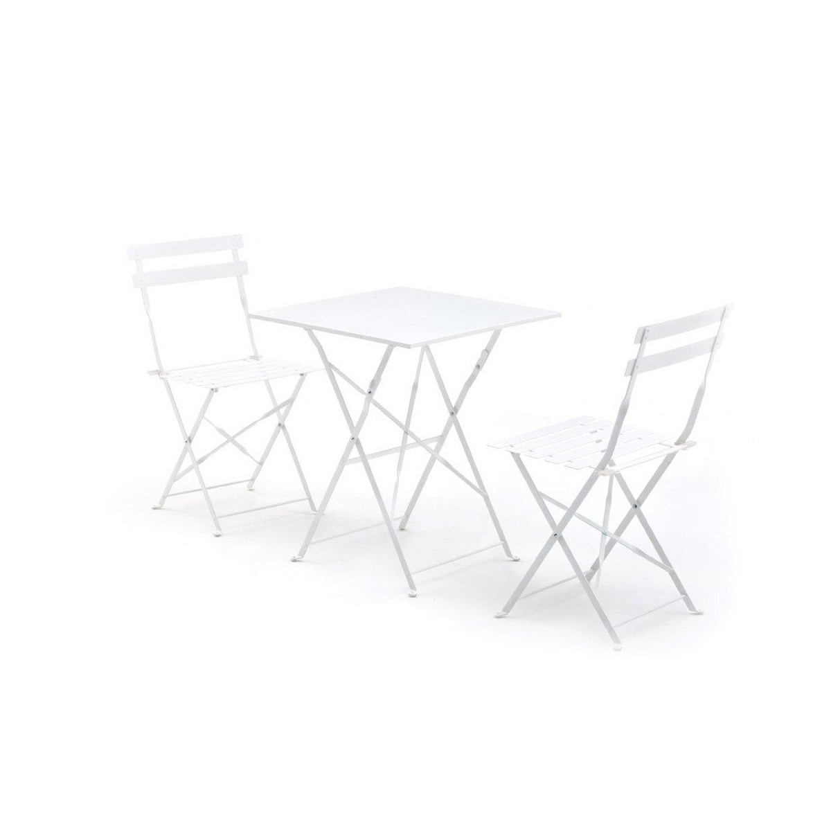 Set tavolo e due sedie in ferro bianco da giardino