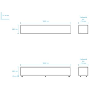 Mobile TV moderno sospeso salotto soggiorno ROVERE +BIANCO 180x28x35 cm  016601W