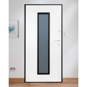 Maniglione per Porta Blindata da 120cm Cromato Satinato Piatto Verticale da  Esterno