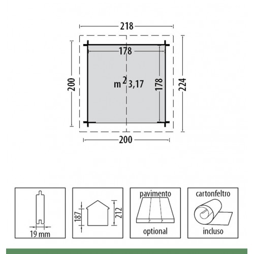 Casetta in Legno 2x2 19mm da Giardino Moderna per Esterno Offerta Porta  Attrezzi