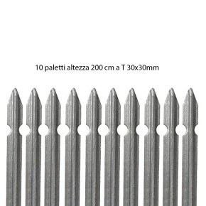 10 Paletti per Recinzione Alti 200 cm in Ferro Verde per Rete