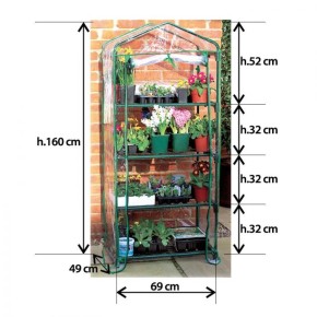 Serra da giardino struttura acciaio 4 ripiani e telo antistrappo con  chiusura 69x49x158h cm