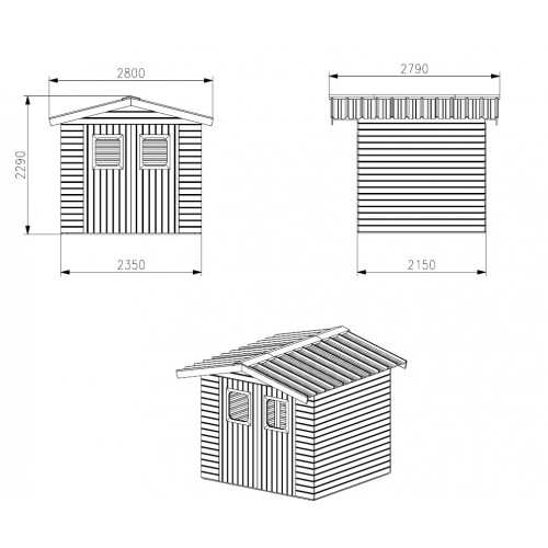 Casetta in Legno 2x2 mt da Giardino 19 mm Tetto Bitumato