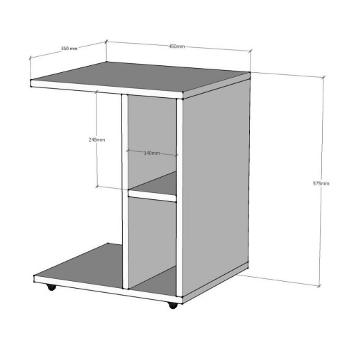 Tavolino da Caffe Porta PC Laterale Divano in Legno e Metallo Bianco  60x40x30cm