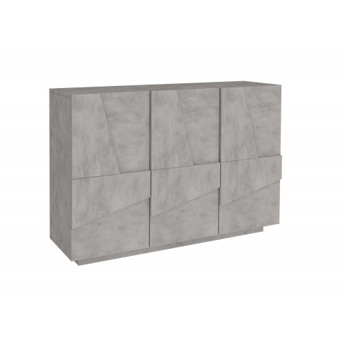 Credenza con 3 Ante Mobile Cemento Moderno per Soggiorno 120 cm Basso