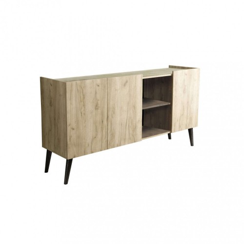 Mobile Credenza da Ingresso con 3 Ante e 2 Mensole Rovere per Soggiorno