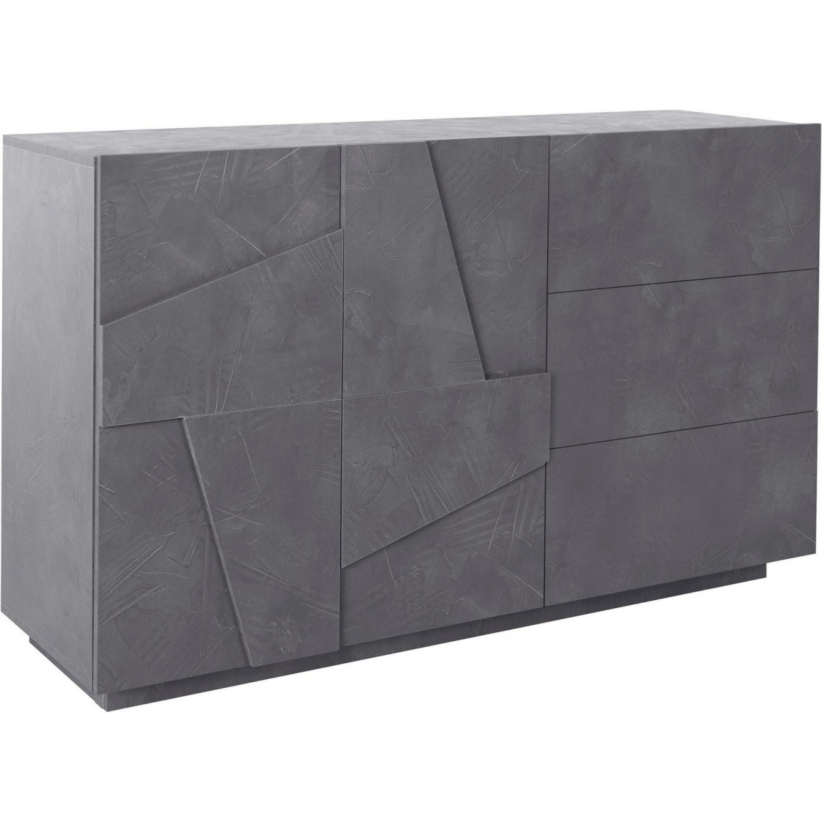 Credenza moderna a 2 ante e 3 cassetti, Made in Italy, Madia da