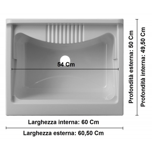 Pilozza da esterno 51,5 x 34 cm in polipropilene con kit d'installazione  sifone e troppopieno