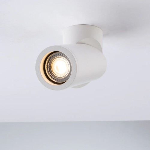 Lampada Faretto Orientabile a Soffitto Luce Plafoniera Rotonda Bianca