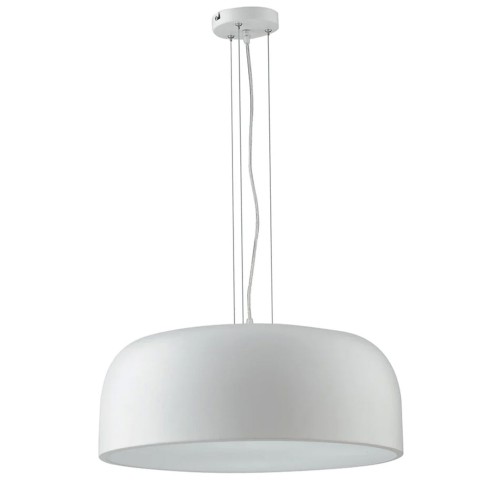 Lampada a Sospensione in Metallo Bianco con Diffusore Luce Design Moderno