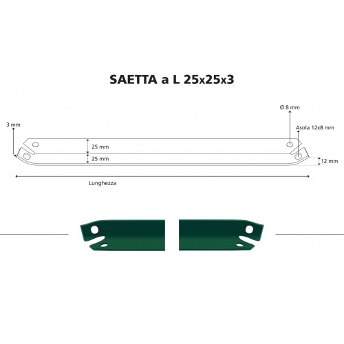 10 Saette a L 200 per Pali 200 225 250 Paletti in Acciaio Recinzione