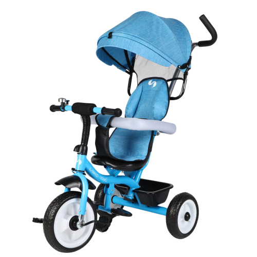 Triciclo Passeggino 2 in 1 con tettino Para Sole Blu