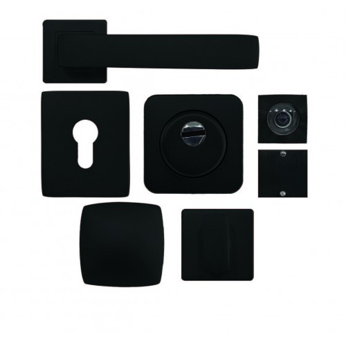 Kit Maniglia Porta Blindata Nero con Accessori Quadri Completo