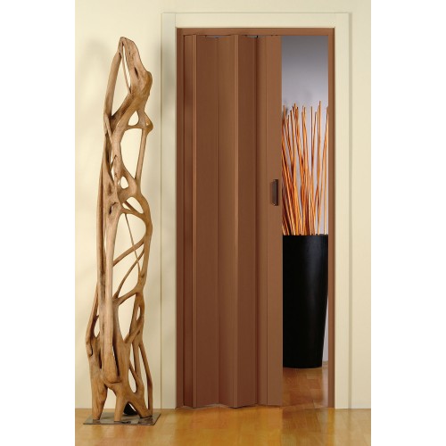 Porta a Soffietto in PVC Noce 83x214 con Maniglia Riducibile