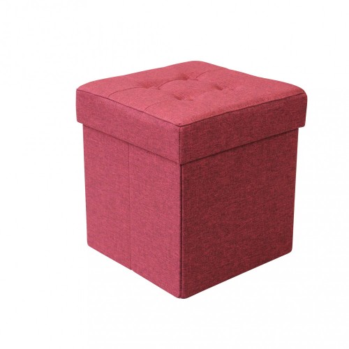 Pouf Contenitore Portaoggetti in Velluto Rosso Quadrato Portaoggetti 38x38x40 cm