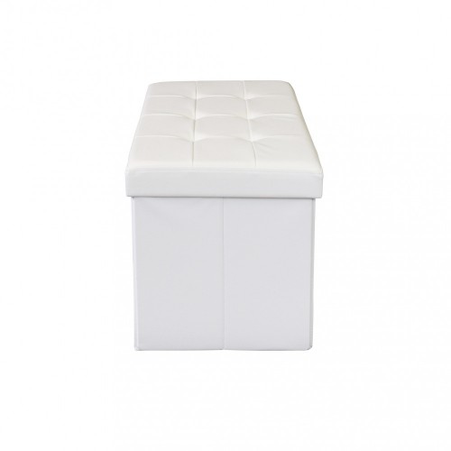 Pouf Contenitore Poggiapiedi Bianco Rettangolare 76x38 cm