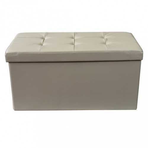 Pouf Contenitore Poggiapiedi in Ecopelle Rettangolare 76x38 cm