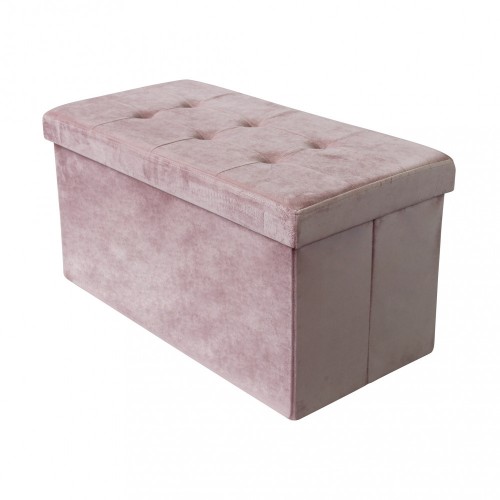 Pouf Contenitore Poggiapiedi per Soggiorno Rosa Rettangolare 76x38 cm