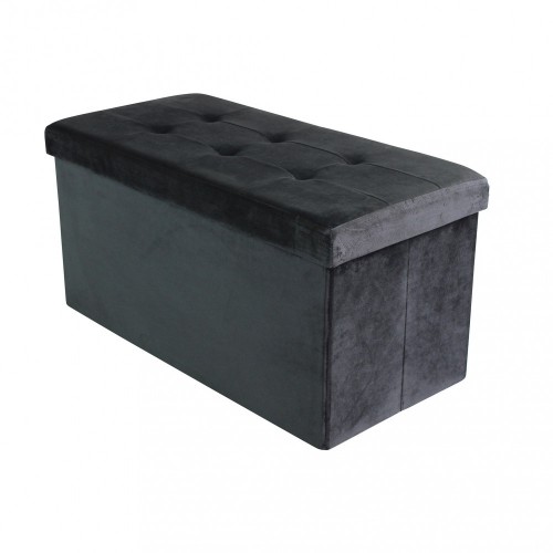 Pouf Contenitore Poggiapiedi per Soggiorno Nero Rettangolare 76x38 cm