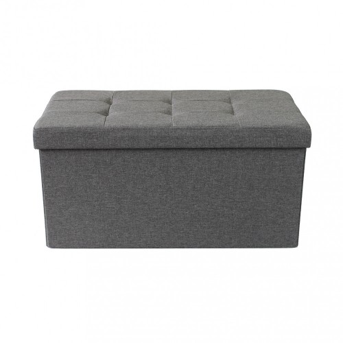 Pouf Contenitore Rettangolare in Stoffa Grigio Scuro 76x38 cm