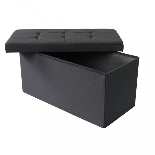 Pouf Contenitore Rettangolare in Stoffa Nero76x38 cm