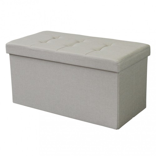 Pouf Contenitore Rettangolare in Stoffa Tortora 76x38 cm