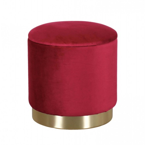 Pouf Poggiapiedi Rotondo da Salotto in Velluto Rosso base oro