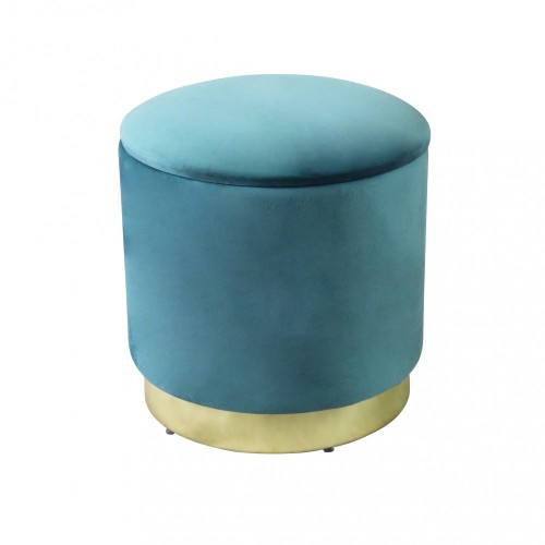 Pouf Poggiapiedi Rotondo da Salotto in Velluto Verde base oro