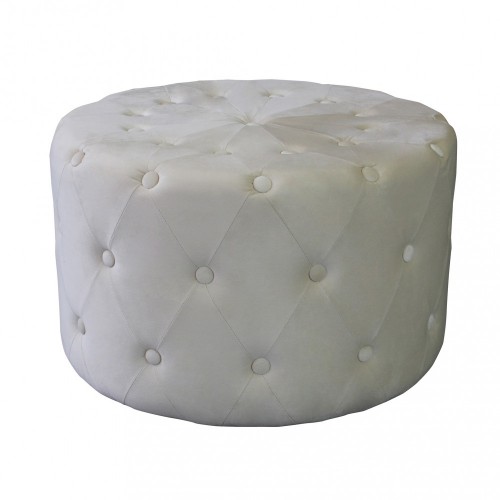 Pouf Poggiapiedi Rotondo in Velluto Beige 67 x 41 cm