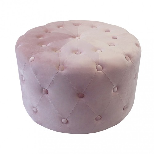 Pouf Poggiapiedi Rotondo in Velluto Rosa 67 x 41 cm