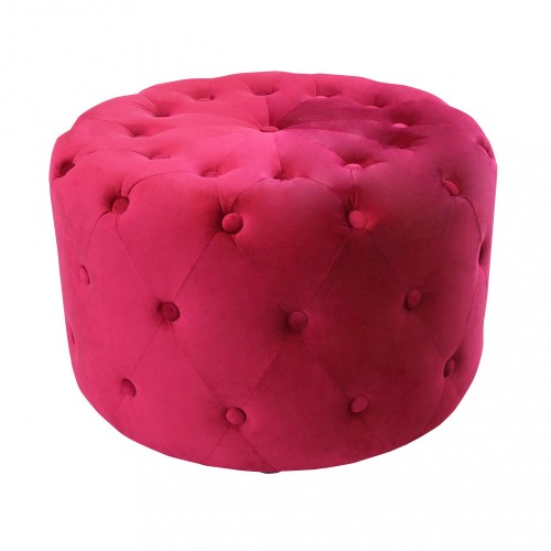 Pouf Poggiapiedi Rotondo in Velluto Rosso 67 x 41 cm