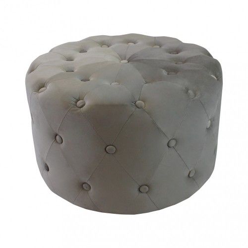 Pouf Poggiapiedi Rotondo in Velluto Tortora 67 x 41 cm