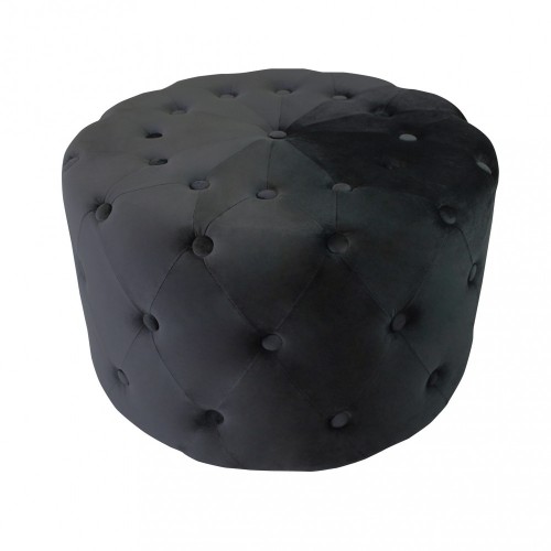 Pouf Poggiapiedi Rotondo in Velluto Nero 67 x 41 cm