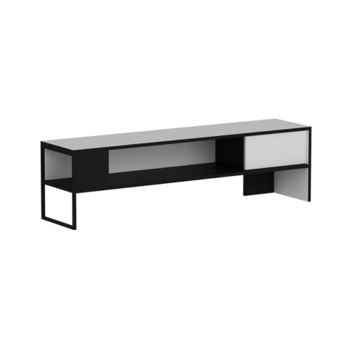 Mobile Basso Porta Tv Bianco e Nero Design Moderno 150x35x42 cm