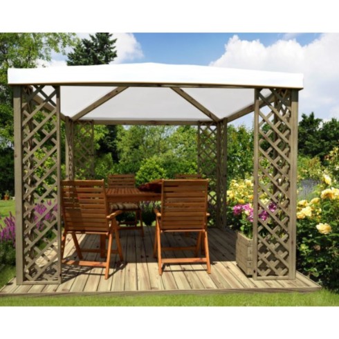 Pergola Gazebo Impregnata 300x300 cm con copertura pvc