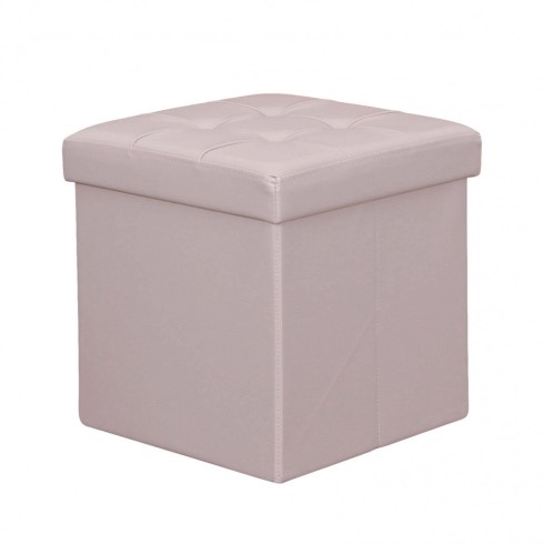 Pouf Contenitore quadrato in Ecopelle Rosa Pallido 38 x 38 x 38 cm