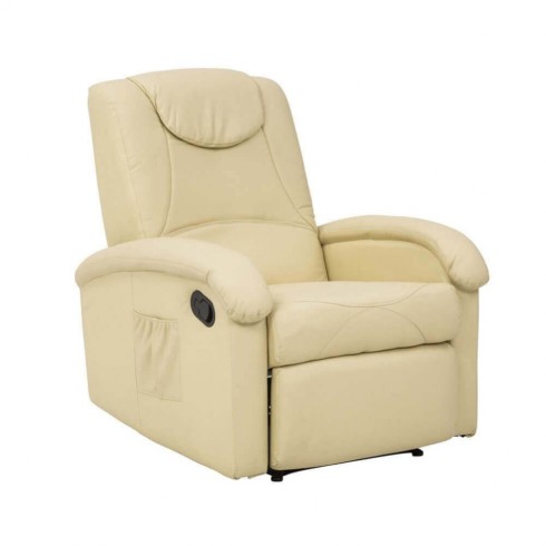 Poltrona Relax Manuale Reclinabile in Ecopelle Beige con Braccioli