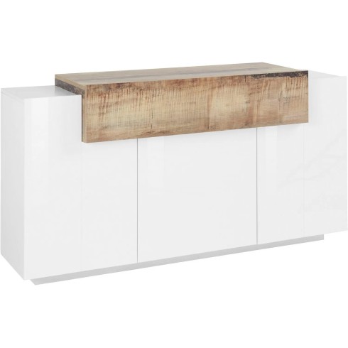 Madia Credenza 3 Bianco/Acero Ante 160x45x85 cm