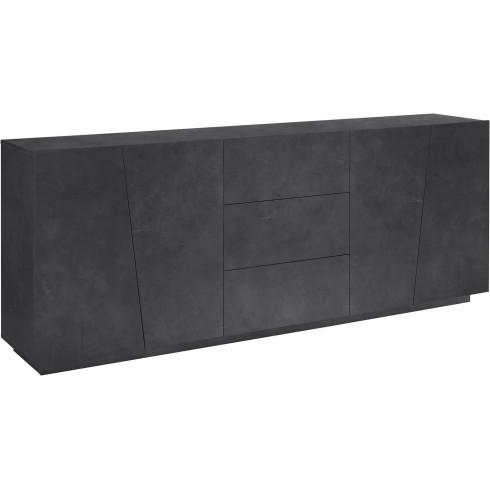 Credenza con 4 Ante e 3 Cassetti Ardesia Madia per Soggiorno