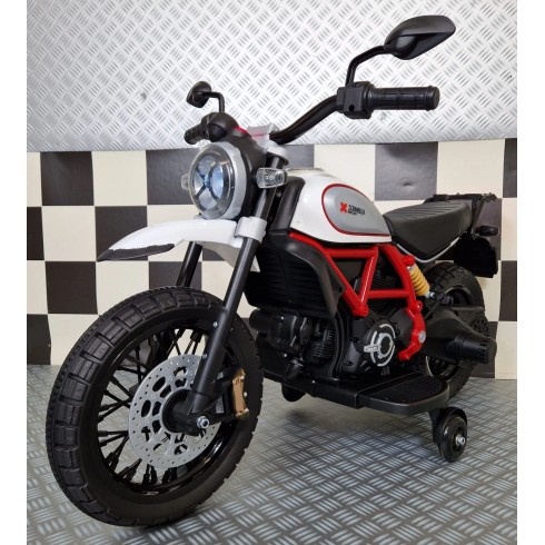 Ducati Scrambler Bianco 12V Moto Elettrica per Bambini