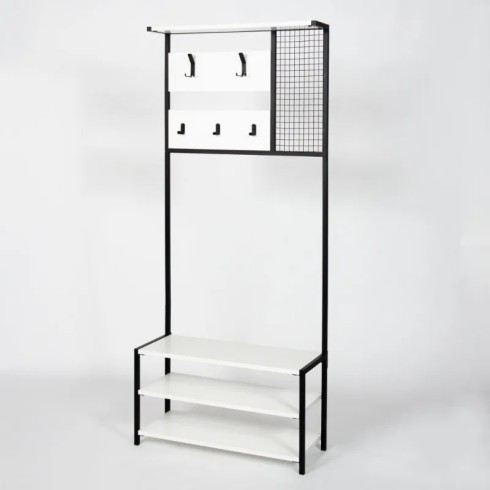 Mobile Scaffale Ingresso Bianco con Appendiabiti 78x30x182 cm