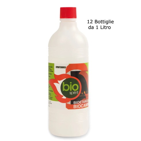 Bioetanolo 12 Bottiglie 1 litro Liquido Combustibile Bio Camino Stufa